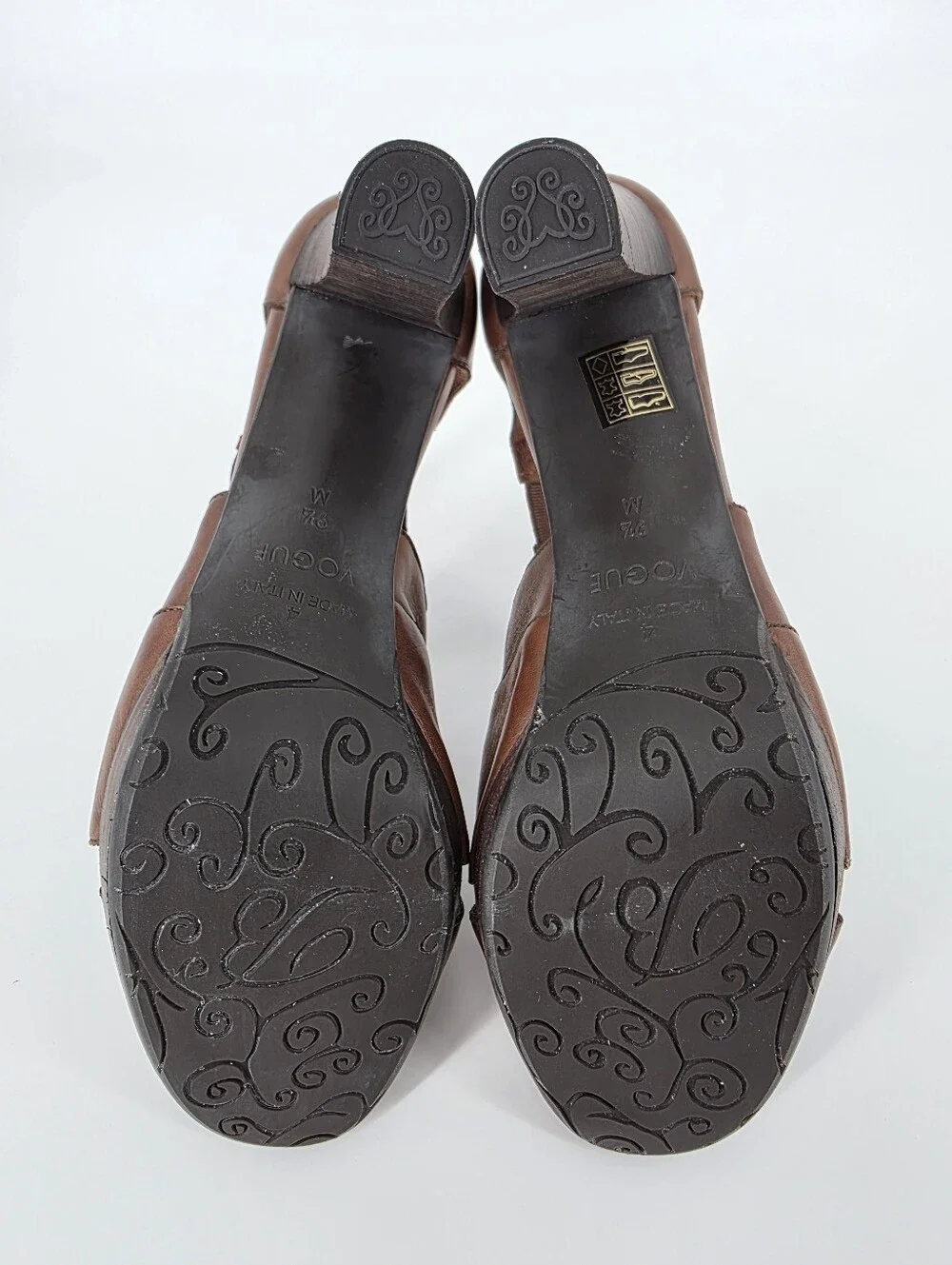 Brighton Vogue Brown Leather Sandals Heels, Sz 9.5